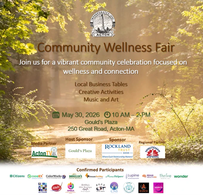 Town of Acton Health Fair May 30 at Gould's Plaza in Acton! 