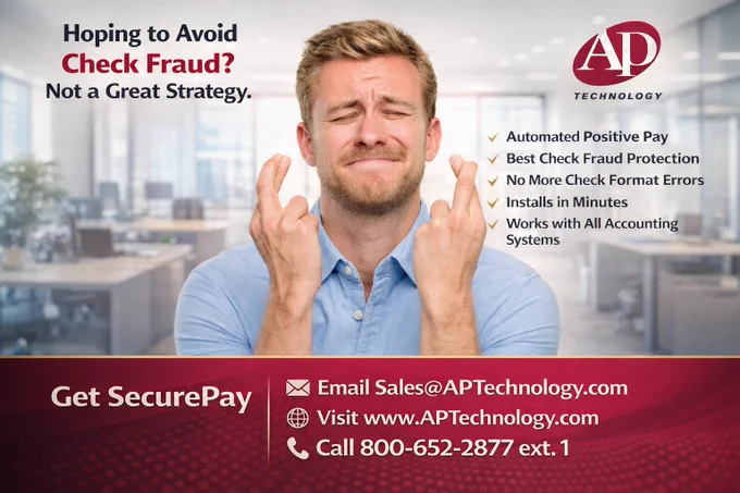 #SecurePay is automated Positive Pay fraud protection for your #check payments. Installs in minutes and works with all accounting systems. No more check format errors. Recommended by banks and brought to you by #APTechnology. Ask for a demo. https://www.aptechnology.com/positive-pay.html