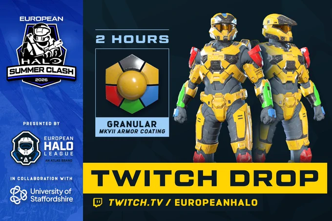 Watch 2 Hours of #EHSC2026 to unlock the GRANULAR MKVII Armour Coating.

TTV/EuropeanHalo 
