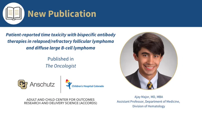 New Publication | "Patient-reported time toxicity with bispecific antibody therapies in relapsed/refractory follicular lymphoma and diffuse large B-cell lymphoma" was published in The Oncologist by Ajay Major, MD, MBA, Assistant Professor, Department of Medicine, Division of Hematology. 