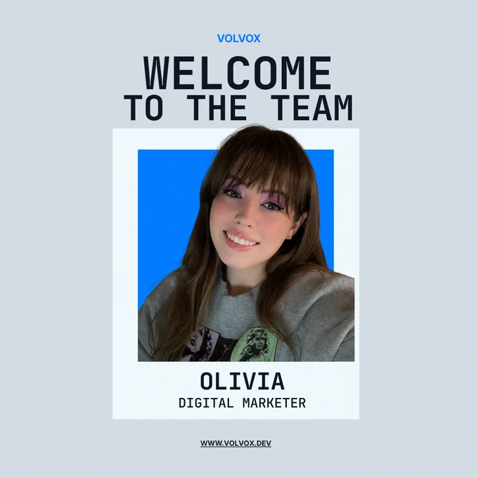 Text: Welcome to the Volvox Team Olivia
Image: Image of a girl