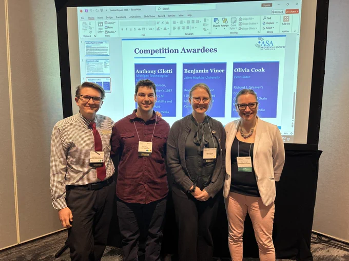 Award winner Anthony Ciletti, pictured at left, with the other competition awardees at the recent ASA conference.