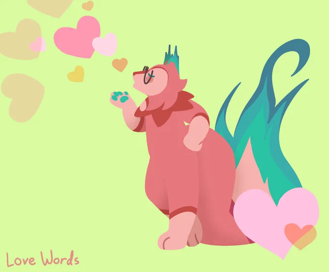 a redraw of the first "love words" song by deco*27, with my fursona instead of hatsune miku.