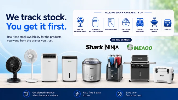 Stock Checker is now tracking stock availability and comparing prices across major UK retailers for popular Shark & Meaco products.