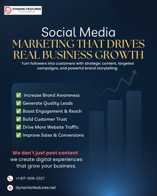 🚀 Transform followers into customers with strategic social media marketing! Build brand awareness, generate quality leads, boost engagement, and increase sales with Dynamic Features. Begin smarter growth today. 

🌐 dynamicfeatures.com

#SocialMediaMarketing #BusinessGrowth #DigitalMarketing