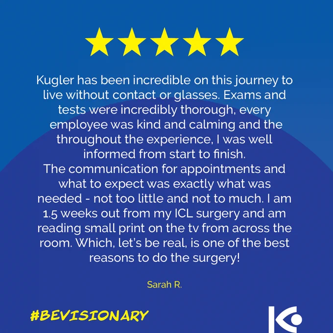 5 star patient review for EVO ICL from kugler vision in omaha ne