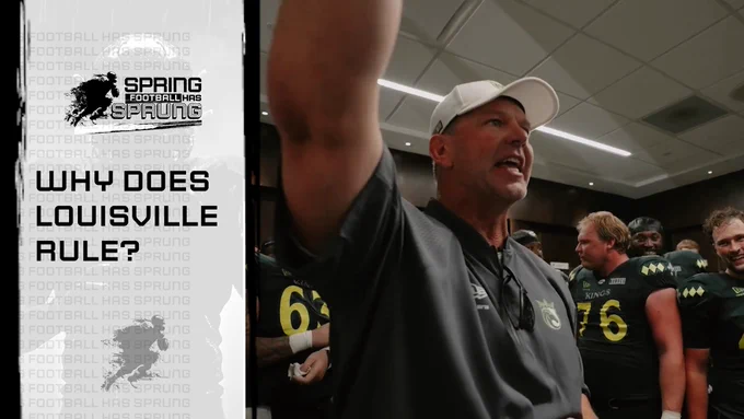 Chris Redman, HC of the Louisville Kings, to the right of text “Why Does Louisville Rule?” below the SFHS logo.