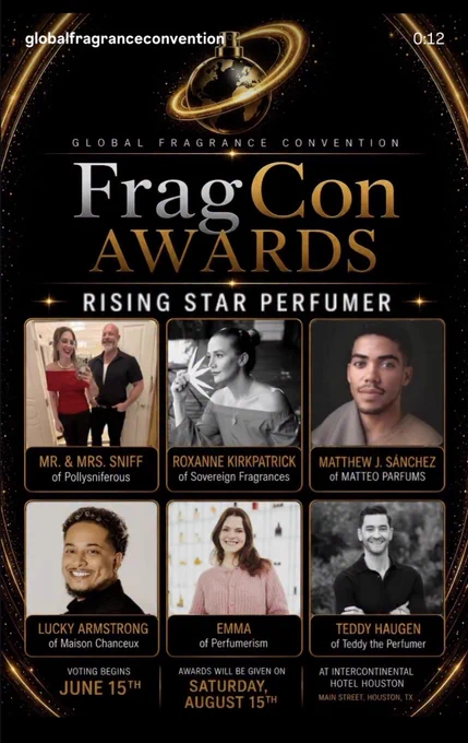 Matthew J. Sánchez, Perfumer & Founder of MATTEO PARFUMS, is 1 of 6 nominees for the 2026 “Rising Star Perfumer” Award for the International FragCon conference. FragCon will take place August 15th in Houston, TX.

MATTEO PARFUMS is an award-winning, global fine fragrance brand backed by L’Oréal and named to the 2026 Forbes 30 Under 30 list.