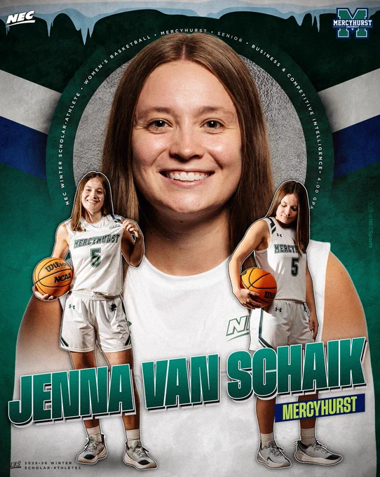 Mercyhurst's Jenna Van Schaik is the 2025-26 NEC Scholar-Athlete of the Year in women's basketball