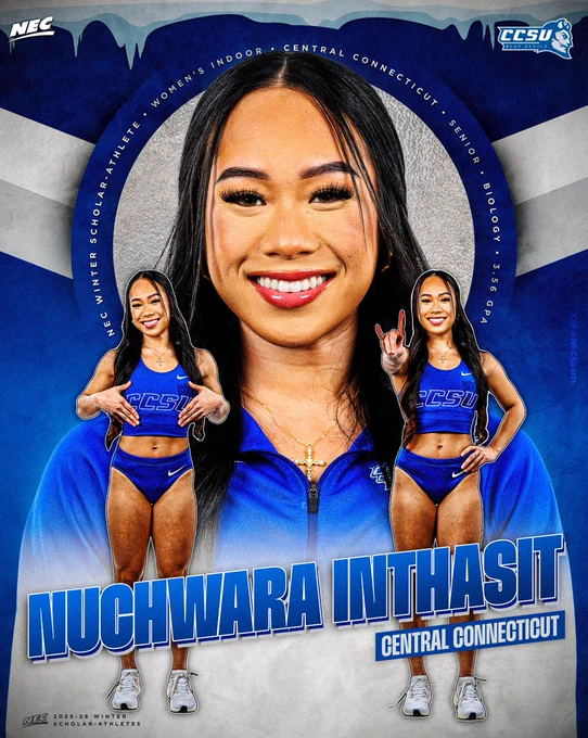 CCSU's Nuchwara Inthasit is the 2025-26 NEC Scholar-Athlete of the Year in women's indoor track and field