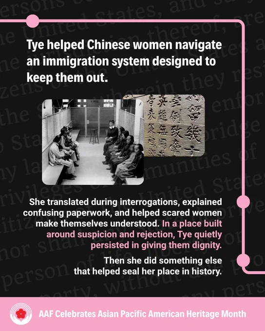 Tye helped Chinese women navigate an immigration system designed to keep them out.
She translated during interrogations, explained confusing paperwork, and helped scared women make themselves understood. In a place built around suspicion and rejection, Tye quietly persisted in giving them dignity.
Then she did something else that helped seal her place in history.