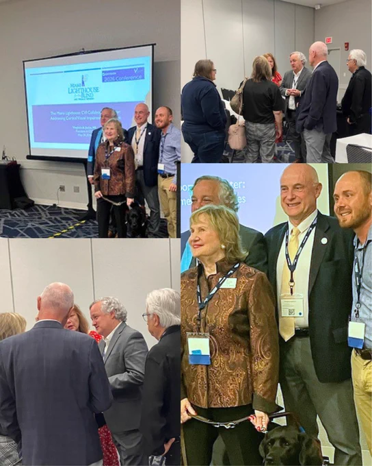 A photo collage with 4 images featuring-

• Virginia A. Jacko, President & CEO of Miami Lighthouse for the Blind
• Professor Carlos Mendoza MD PhD -Santiesteban, Neuro-Ophthalmologist and Surgeon, Bascom Palmer Eye Institute, University of Miami
• Michael Berger, TVI, Miami Lighthouse Academy
• François Sainfort, MD PhD FACHE Chair and Professor, Nova Southeastern University

at the Envision and VisionServe Alliance 2026 Conference.