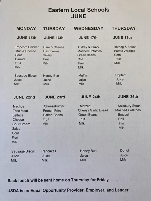 June Menu 2