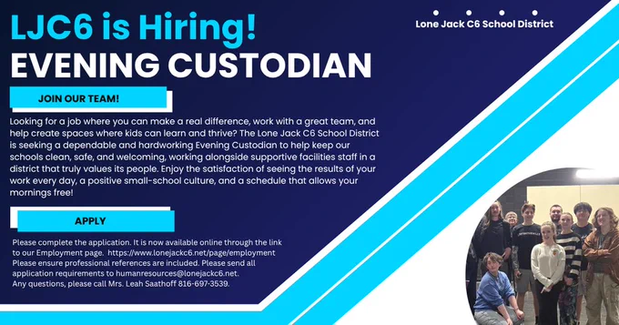 Now hiring for an evening custodian