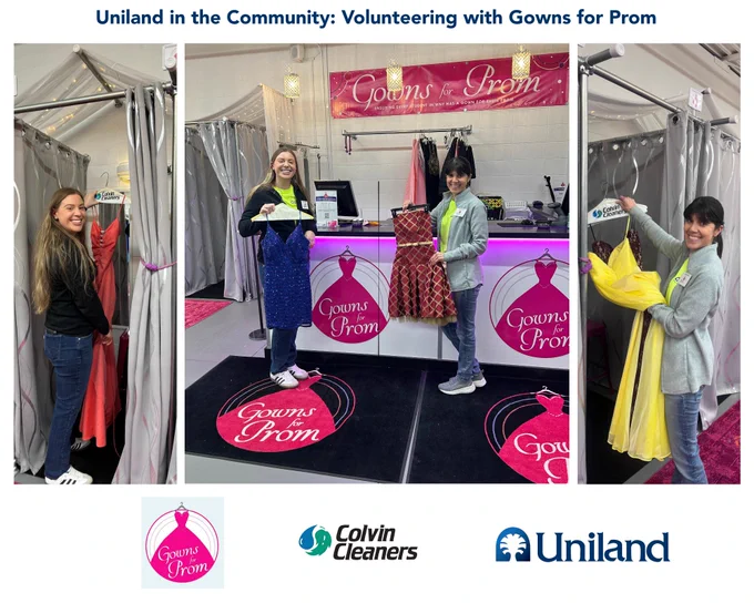 With prom season underway in Buffalo, we’re proud to recognize our associates who volunteered with Gowns for Prom, an annual initiative presented by @colvincleaners that helps students in need find the dress of their dreams.

By providing more than 1,000 dresses each year to students across Western New York, the program helps ensure that every student has the opportunity to experience a truly special night. 

Gowns for Prom collections run all year long. 

Learn more: https://www.gownsforprom.com/

Explore Uniland’s community commitment: https://uniland.com/community/ 