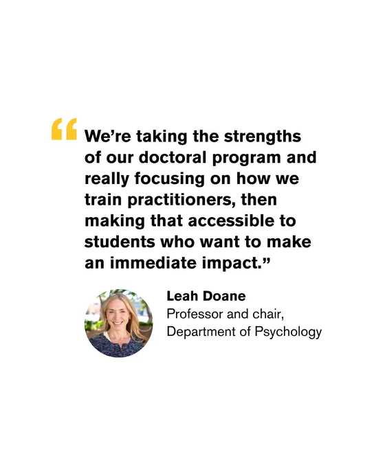 Leah Doane quote about expanding access to practitioner training through ASU’s new program.