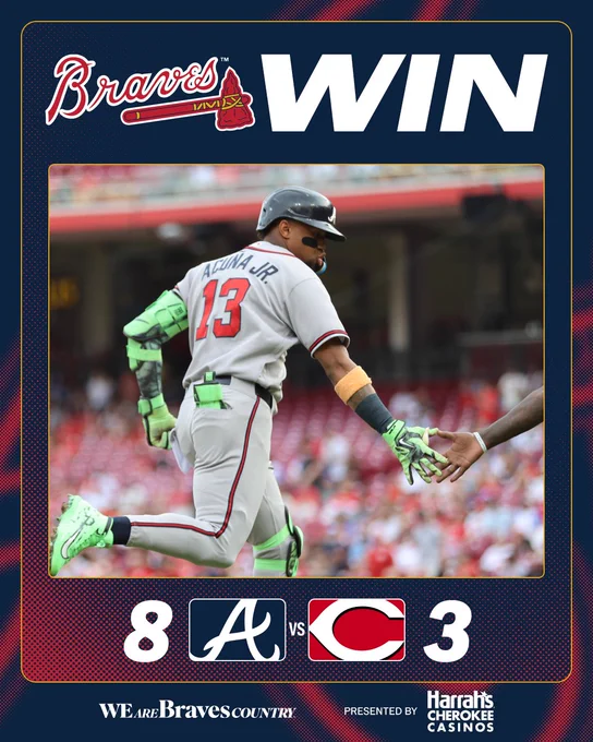 Final: Braves 8, Reds 3.