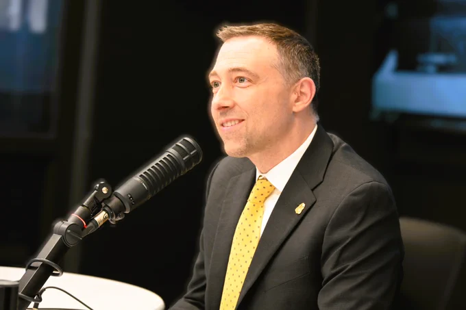 FBI Milwaukee Special Agent in Charge Alan Karr speaks during an interview at WMTJ radio in Milwaukee.