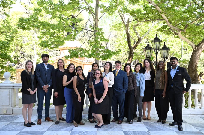 Organizers and student participants in The Evolving Climate and Energy Landscape in Greece summer program in Western Macedonia, May 2026. Photo courtesy of Columbia Global Center Athens.