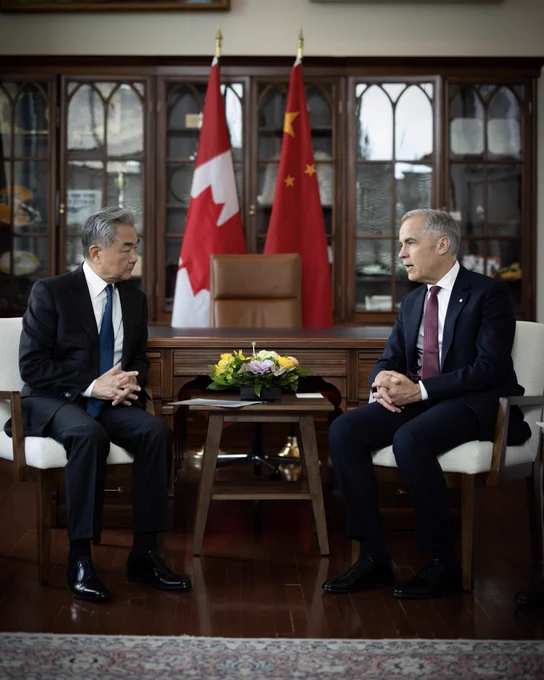 Prime Minister Carney meets with Minister Wang Yi of China in Ottawa, Ontario.