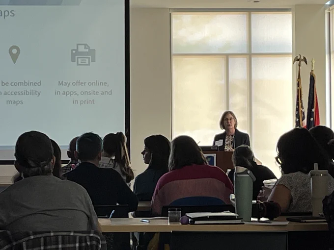 Tanya Vela, Accessible Ohio Specialist, presents information about sensory inclusion during the Southeast Regional Event.