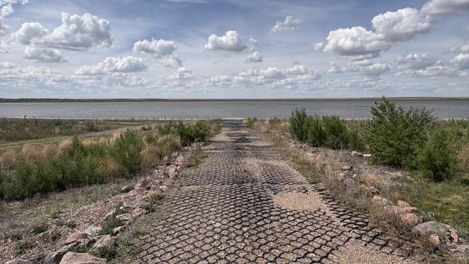 The boat ramp leading to Nee Noshe Reservoir