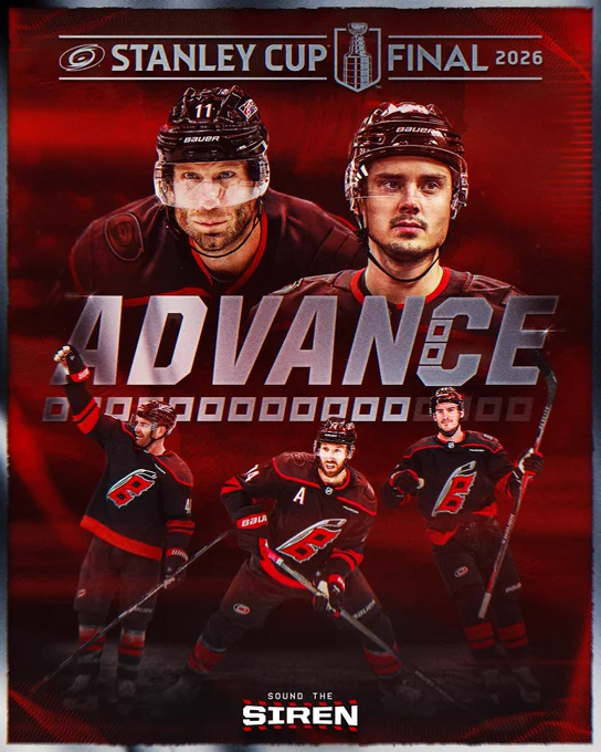 Graphic announcing the Canes have advanced to the Stanley Cup Final 