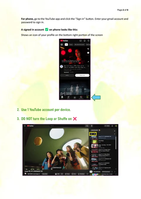 Page 2 of 9 of YouTube Playlist Streaming Guide for aespa Lemonade by aespaintlstream