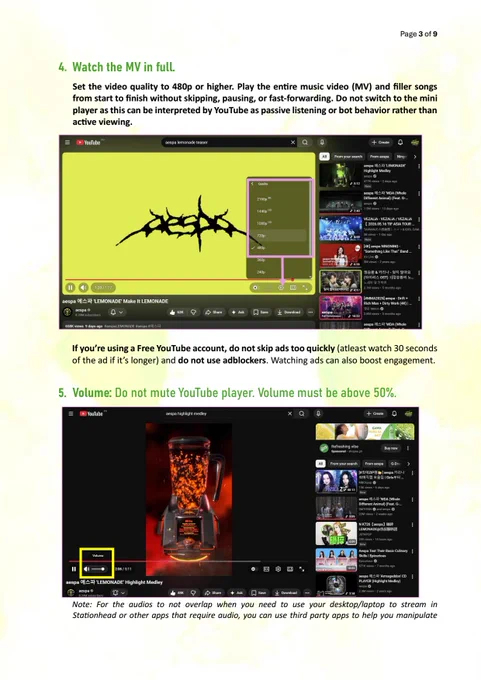 Page 3 of 9 of YouTube Playlist Streaming Guide for aespa Lemonade by aespaintlstream