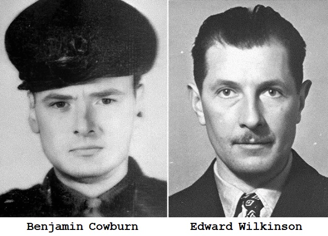 Left: Benjamin H. Cowburn, MC, LH, CG

Right: Edward M. Wilkinson, MiD, CG

SOURCES
https://www.specialforcesroh.com/index.php?threads/cowburn-benjamin-hodkinson-ben.31300/

https://www.specialforcesroh.com/index.php?threads/wilkinson-edward-mountford.4198/

MORE INFORMATION
https://en.wikipedia.org/wiki/Benjamin_Cowburn

http://www.plan-sussex-1944.net/anglais/pdf/infiltrations_into_france.pdf