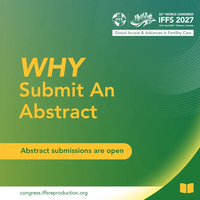 Submitting an #abstract to #IFFS 26th World Congress 2027 is your chance to share research on a global stage and shape the future of #reproductivemedicine.

✅ Global visibility
✅Scientific exchange
✅ Collaboration across disciplines

📍 Submissions now open
🔗 https://congress.iffsreproduction.org/call-for-abstracts/