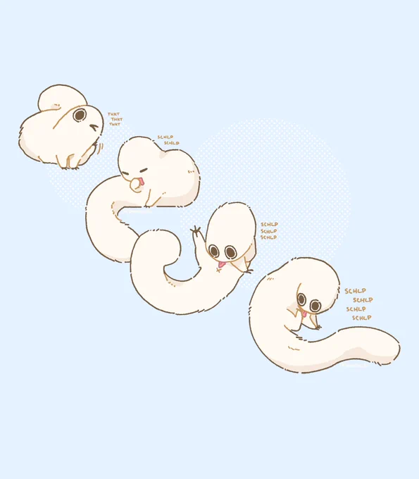 a digital illustration. brushbuddy is scratching behind its ear and cleaning itself, like a cat.