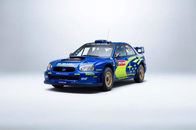 Subaru Impreza WRC 2004 in Subaru World Rally Team blue and yellow livery, fully restored by Prodrive Legends to its 2004 Rally Japan winning specification, as driven by Petter Solberg
