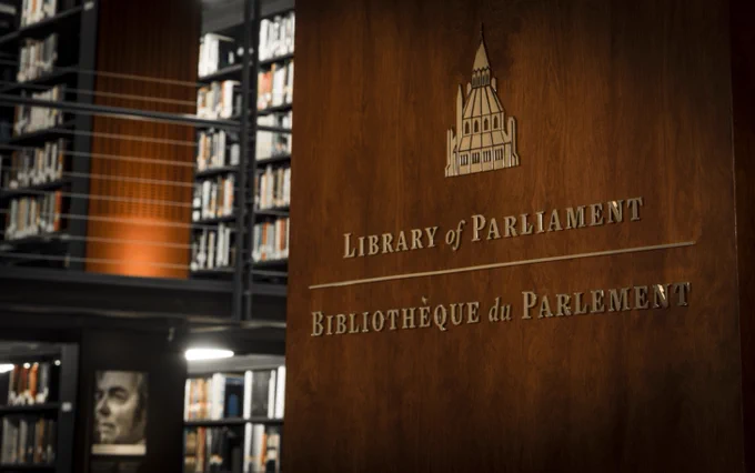 Entrance to the Interim Main Library of Parliament. 
