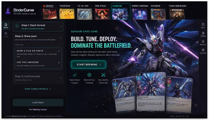 a deck building treatment featuring a mech from Gundam