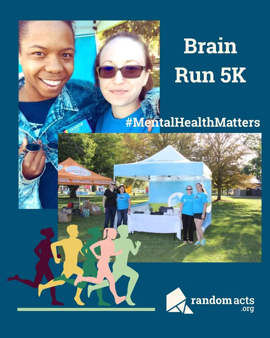 An graphic with images of volunteers at the Brain Run 5K! 