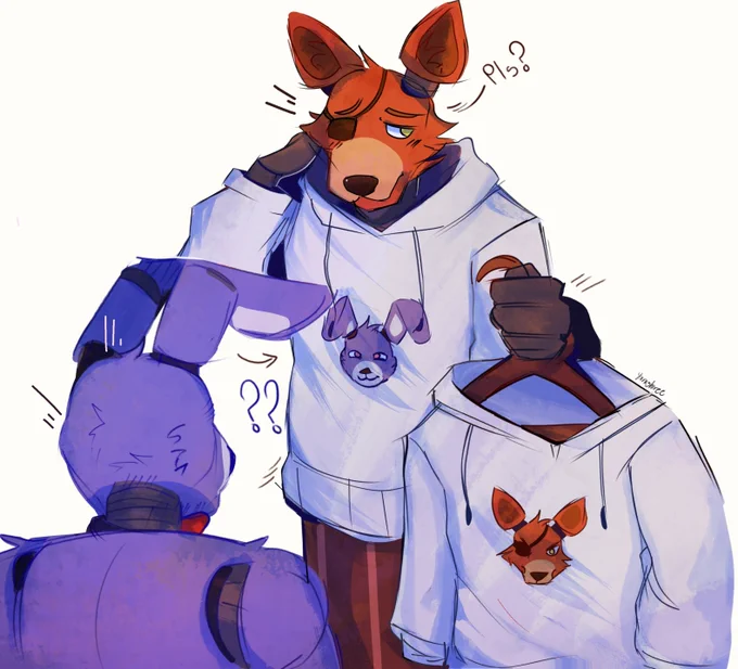 Fnaf Foxy and Bonnie fanart, ship dinamic