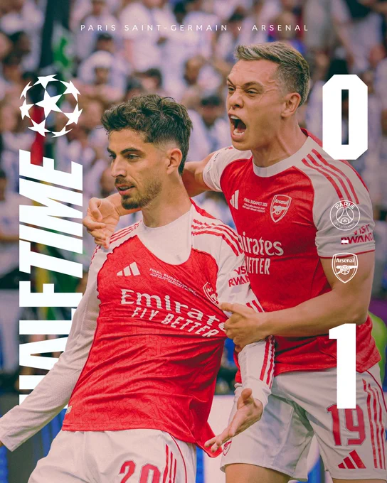 Half Time: PSG 0-1 Arsenal