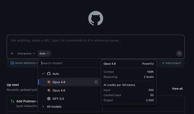 Copilot GitHub App with Opus 4.8