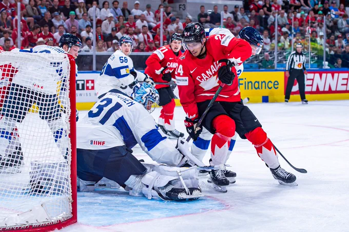 Image of Justus Annunen on the ice for Team Finland today