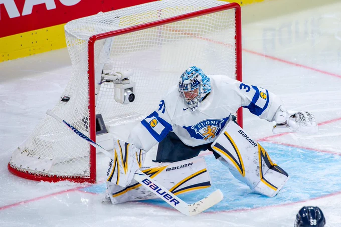 Image of Justus Annunen on the ice for Team Finland today