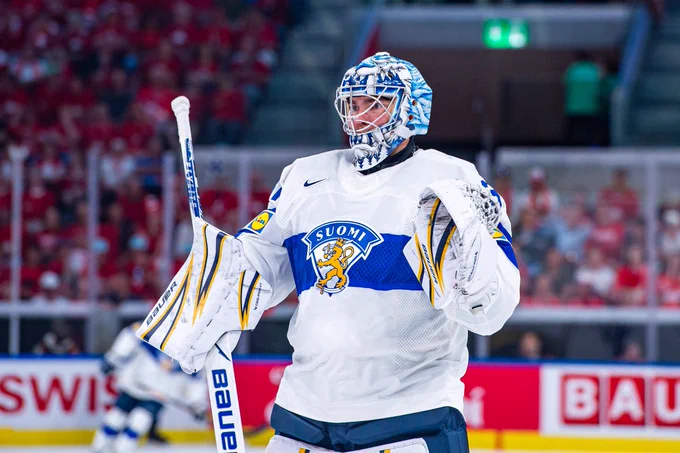 Image of Justus Annunen on the ice for Team Finland today