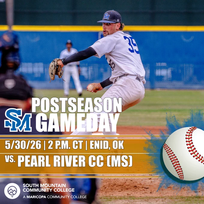 The SMCC Baseball Team will face Pearl River CC (MS) for the NJCAA DII World Series Title at 2 p.m. CT / Noon MT (AZ). LInks for live stats and the NJCAA Network live stream are available at SMCCCougars.com 