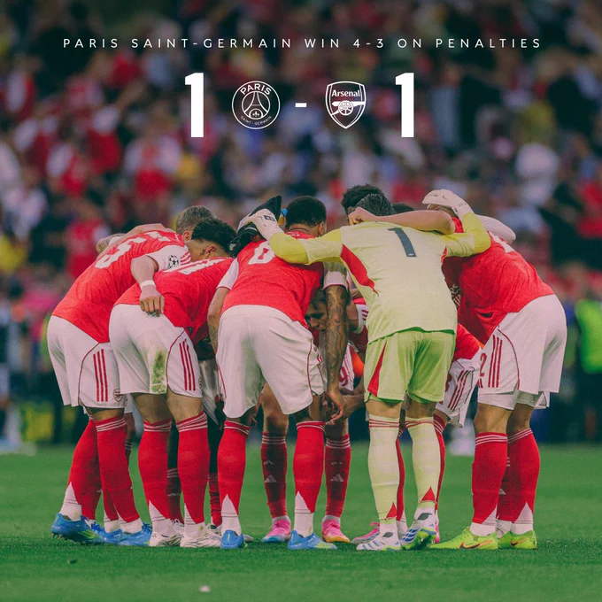 Full Time: PSG 1-1 Arsenal (PSG win 4-3 on penalties)