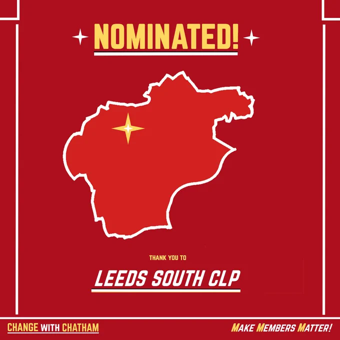 Thank you to Leeds South CLP for nominating me for the NEC!