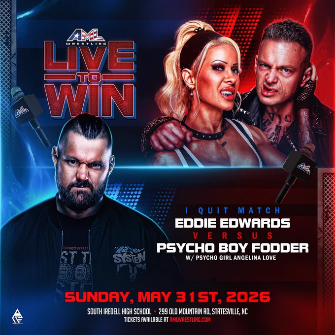 Psycho Boy Fodder w/ Angelina Love vs Eddie Edwards “I Quit Match” At AML Wrestling Live To Win Live In Statesville, North Carolina.