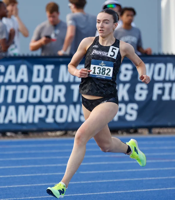Maeve O'Neill running in the women's 800 meters quarterfinal at the 2026 NCAA East Regional