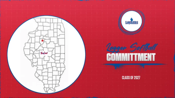 Logger Softball Commitment graphic for Class of 2027 with Illinois map and Loggers logo