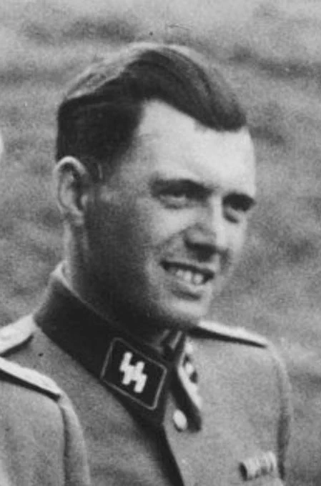 Close-up of Josef Mengele in an SS uniform.