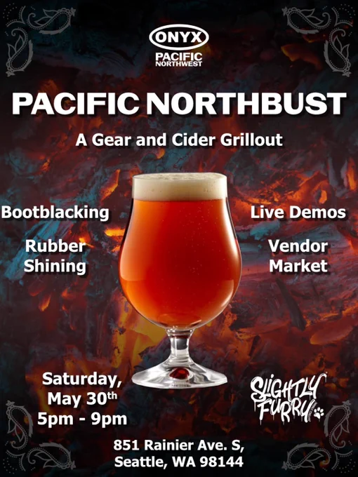 ONYX PNW Pacific Northbust, Saturday May 30th from 5-9pm at SouthEnd Public House - a Slightly Furry® taproom. We're located at 851 Rainier Ave S, Seattle WA, and are open 5-11pm Tuesday to Thursday and 5pm-12am Friday & Saturday.